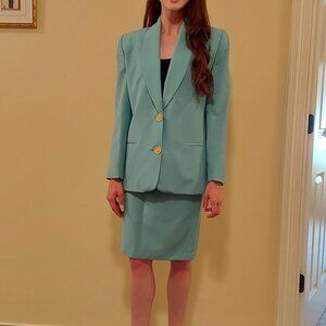100% Wool Jacket and Skirt Set - Light Blue (size 2)
